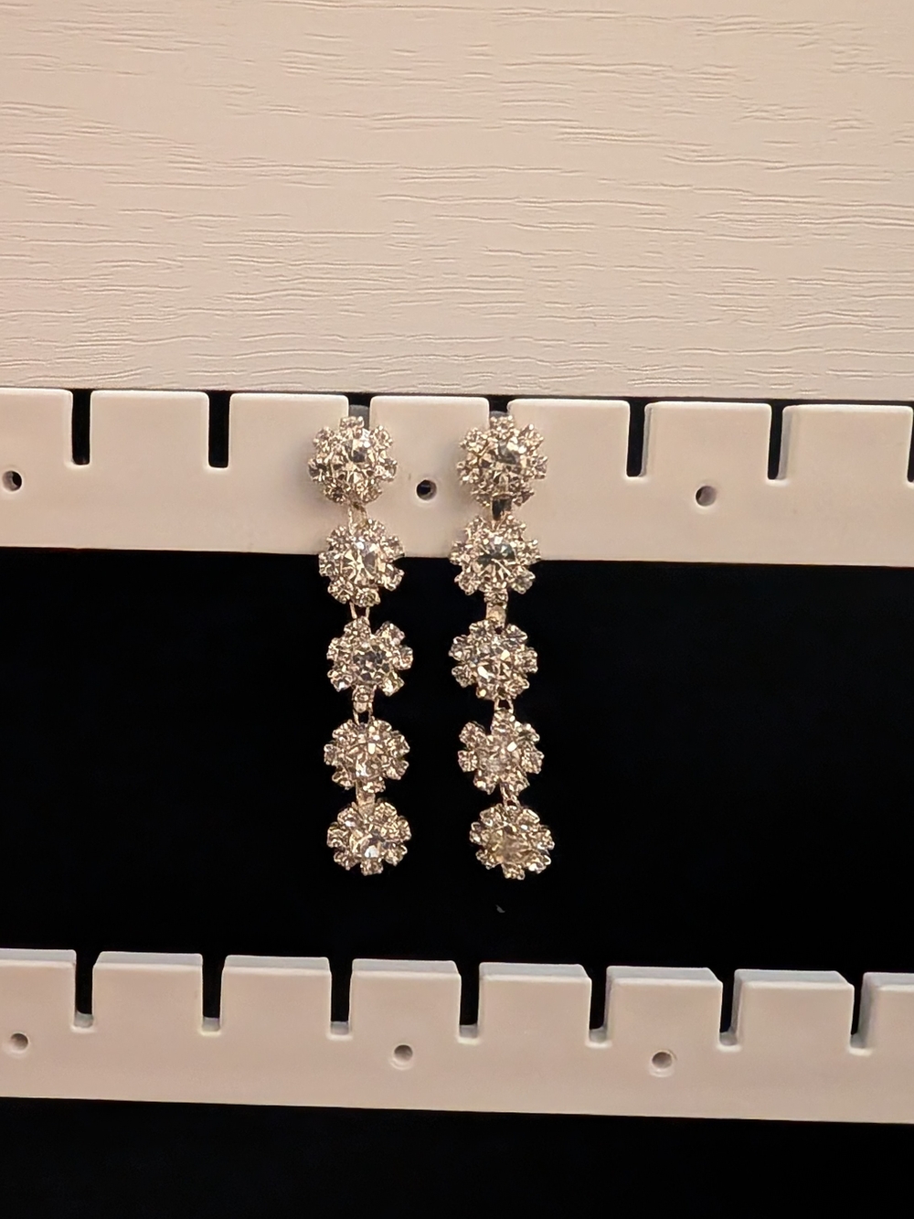 Silver Crystal Drop Earrings - Sparkling Floral Dangle